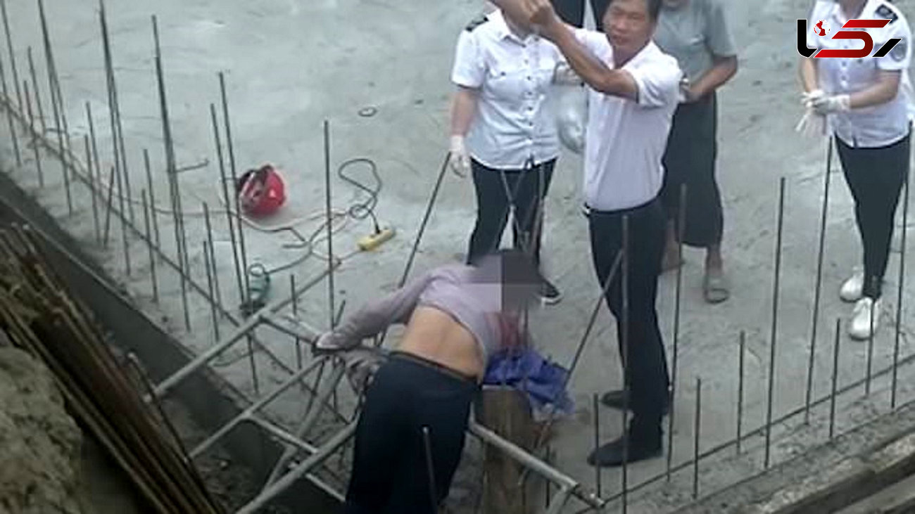 ورود دو میلگرد به بدن یک کارگر ساختمانی در سقوط وحشتناک + فیلم / چین