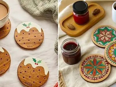 تصاویری از 15 زیر لیوانی چوبی طرحدار برای زیبایی میز پذیرایی