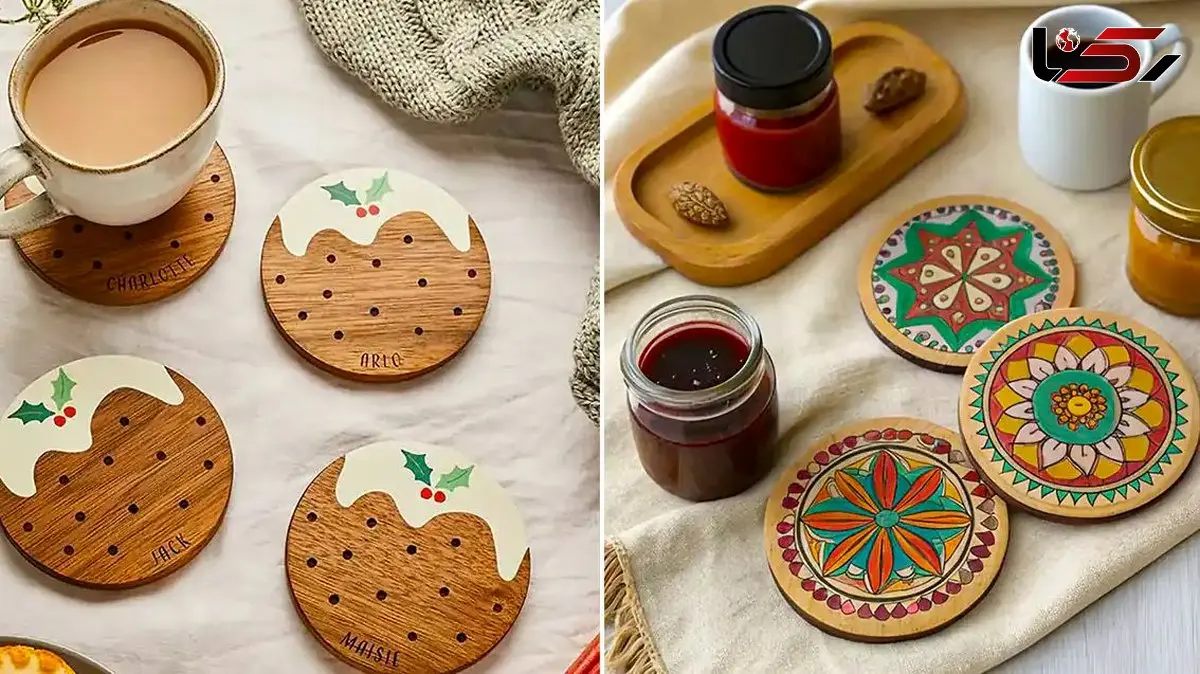 تصاویری از 15 زیر لیوانی چوبی طرحدار برای زیبایی میز پذیرایی