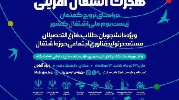 نخستین رویداد ملی هجرت اشتغال آفرینی به میزبانی قم برگزار می شود