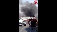 فیلم اختصاصی از لحظه وحشتناک سوختن ماشین ها در جاده شیراز