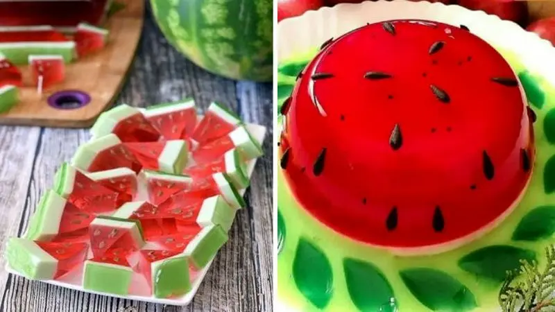 ایده‌های تزیین ژله با طرح هندوانه برای یلدا 1403