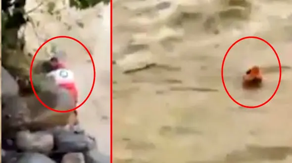 فیلم نجات مرد سیل زده مازندرانی / او مرگ را به آغوش کشیده بود 