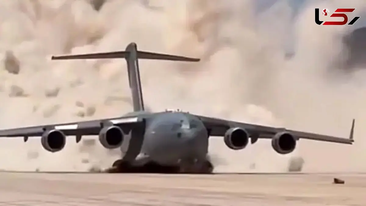 پرواز شگفت‌انگیز هواپیمای سی 17 گلوبمستر روی باند خاکی + فیلم