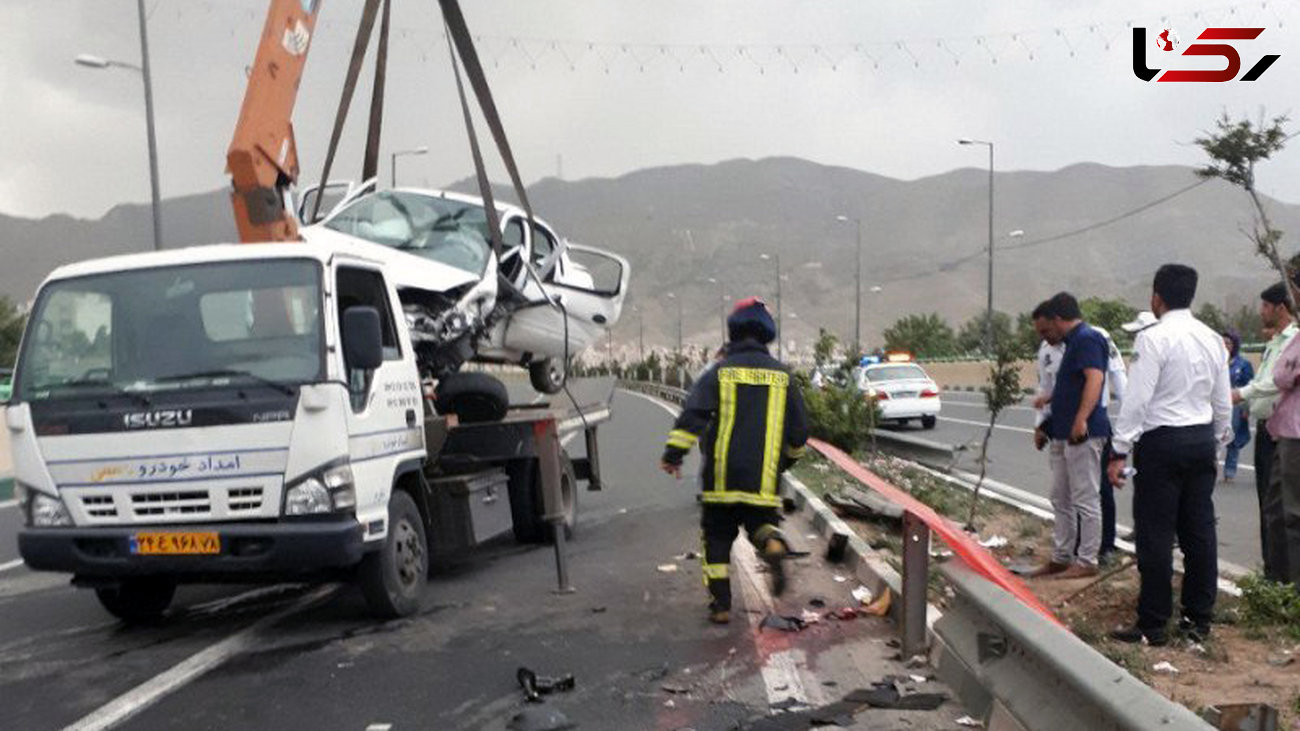 تصادف مرگبار 3 زن در آزادراه کرج - تهران +عکس