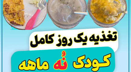 طرز تهیه یک وعده کامل غذایی صبحانه و ناهار و شام برای کودک 9 ماهه + فیلم