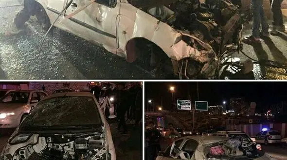 عکس های عجیب  از مچاله شدن پژو 206  در پاسداران 