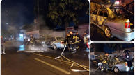 آتش گرفتن خودروی سواری در بلوار لاکان رشت+عکس