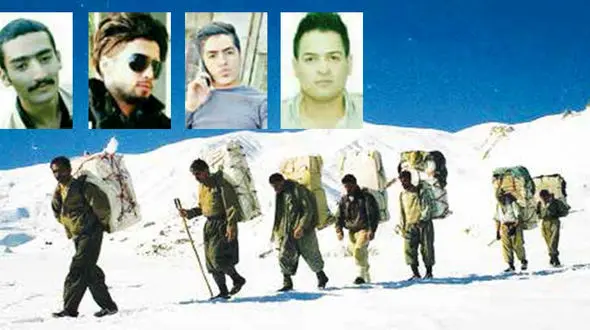 300 تن از مریوان برای نجات کولبرها به محل ریزش بهمن رفتند / جوانانی که زیر برف مدفون شدند+عکس