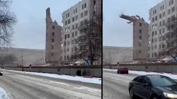 فیلم لحظه وحشتناک فروریختن ساختمان ! 