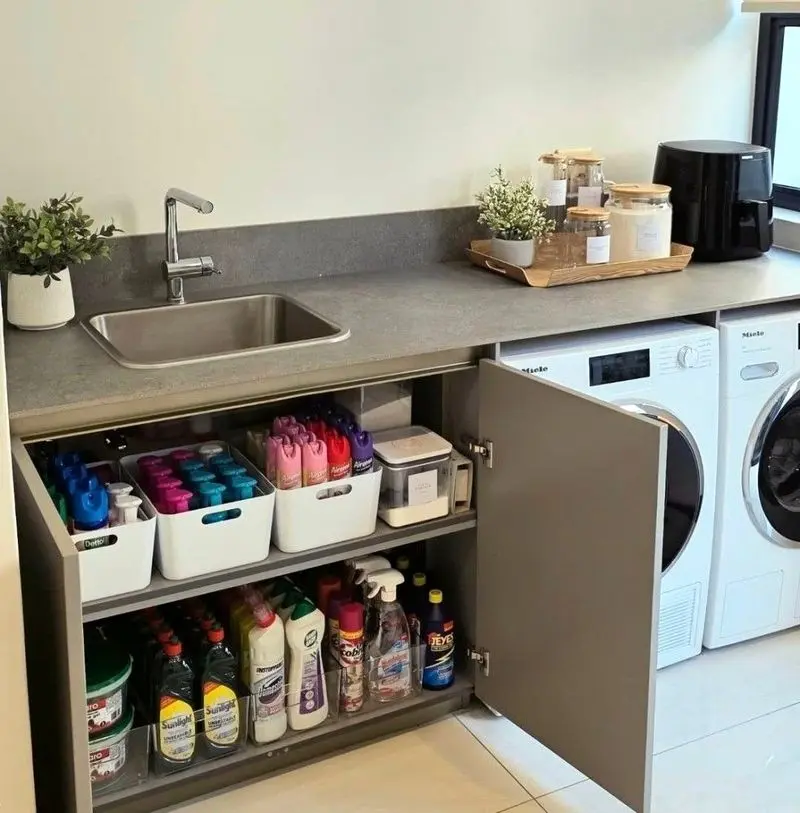 چیدمان کابینت زیر سینک عکس
