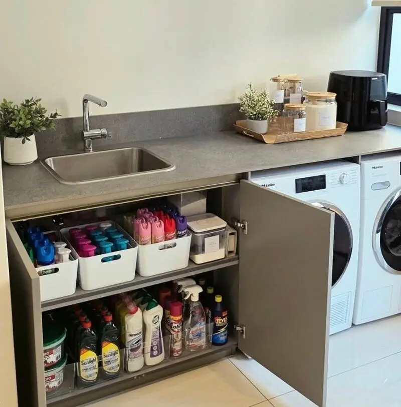 چیدمان کابینت زیر سینک عکس