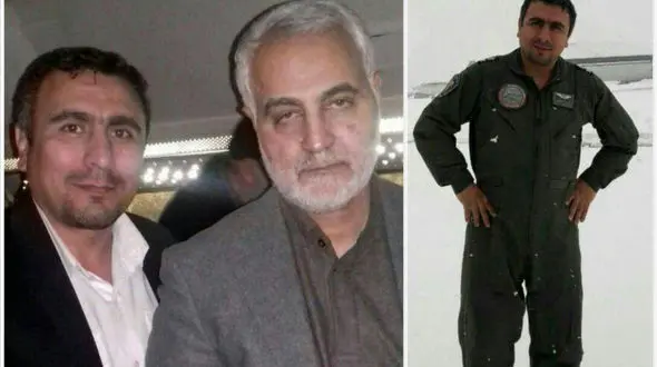 تصویر کمک خلبان هواپیمای سانحه دیده ارتش در کنار سردار سلیمانی+ عکس