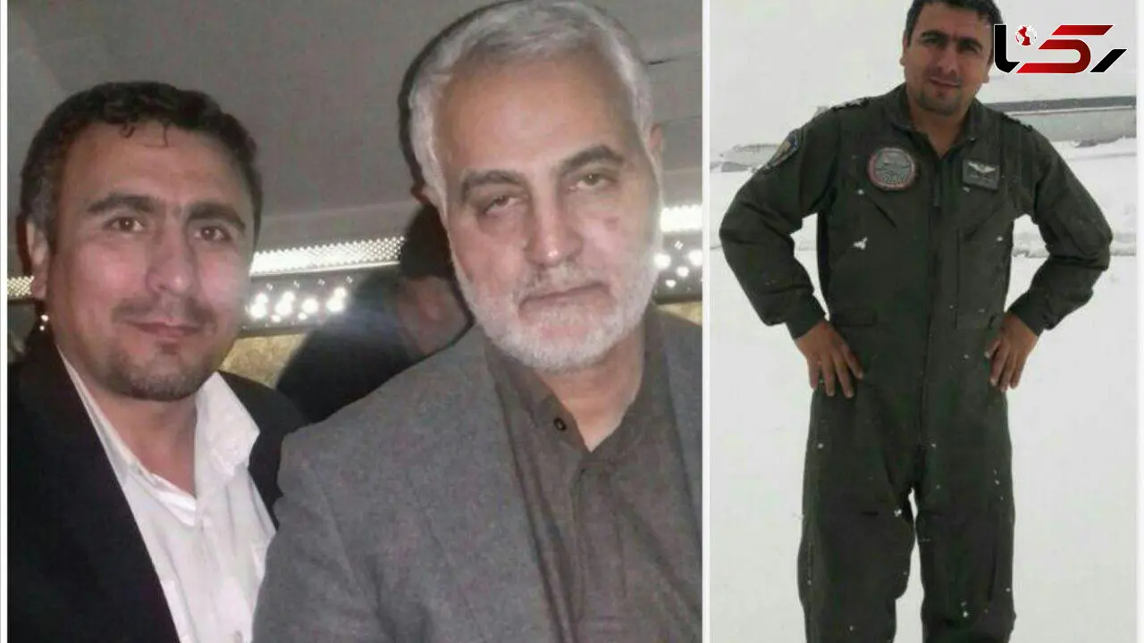تصویر کمک خلبان هواپیمای سانحه دیده ارتش در کنار سردار سلیمانی+ عکس