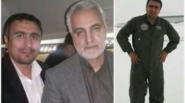 تصویر کمک خلبان هواپیمای سانحه دیده ارتش در کنار سردار سلیمانی+ عکس