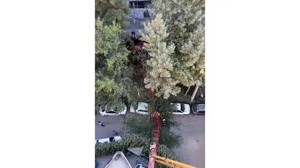  سقوط جرثقیل روی خودروی مرد اصفهانی + عکس