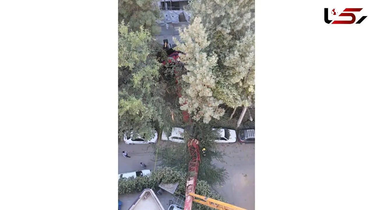  سقوط جرثقیل روی خودروی مرد اصفهانی + عکس