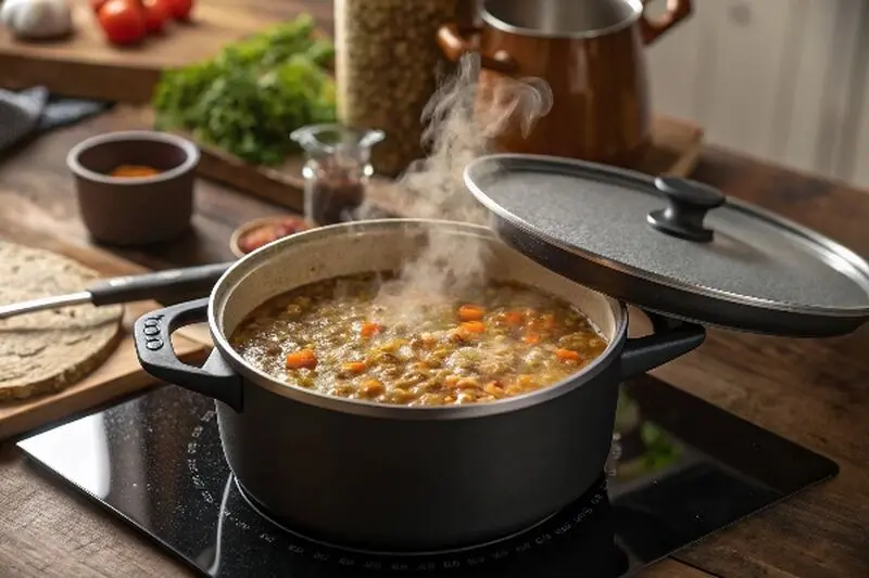 a-close-up-of-a-cooking-pot-on-a-stovetop-on-oven-
