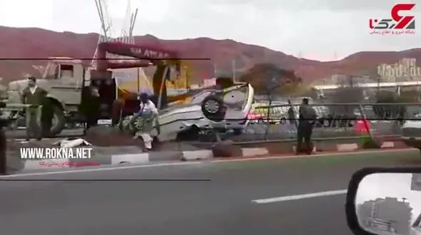 واژگونی سمند در اتوبان پاسدران تبریز +فیلم