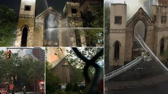 بنای تاریخی 167 ساله منهتن در آتش سوخت + فیلم