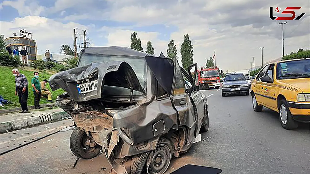 عکس تصادف وحشتناک در اتوبان همت / پراید مچاله شد 
