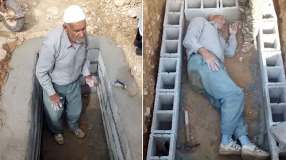 پیرمردی که قبر خودش را کند+عکس
