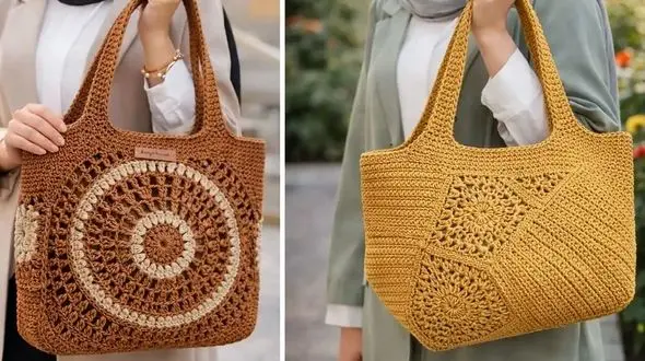 جدیدترین مدل‌ های کیف بافتنی نسکافه‌ ای برای پاییز و زمستان