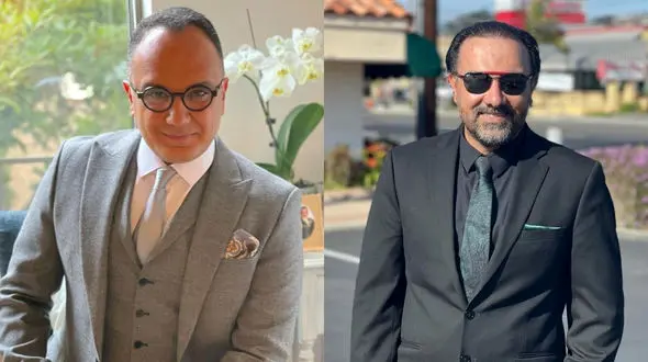 خیانت شرم آور برزو ارجمند و احسان کرمی در امریکا  + عکس پرچم شیر و خورشید در دستان 2 بازیگر !