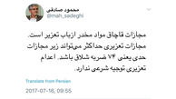 محمود صادقی درباره مجازات قاچاق مواد مخدر می گوید