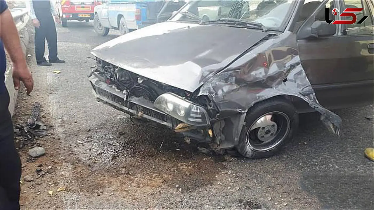 برخورد پراید با گاردریل حادثه آفرید 