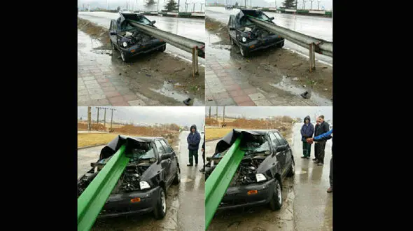 پراید نصف شد و رانند زنده ماند + عکس