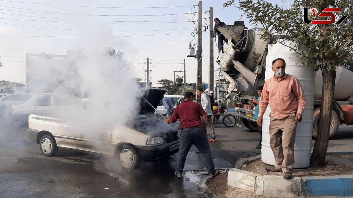 پراید در گلستان آتش گرفت / راننده خودرو شانس آورد 