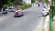  تصادف شاخ به شاخ و وحشتناک موتوربا ماشین لوکس+ فیلم