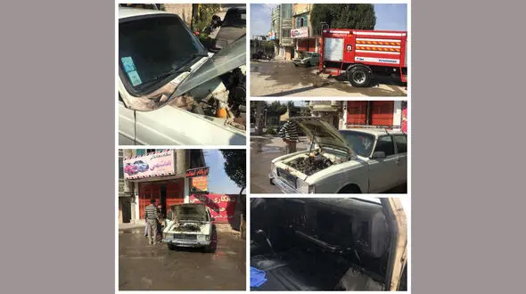 خودروی سواری در میدان افجد آتش گرفت