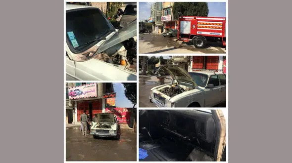خودروی سواری در میدان افجد آتش گرفت