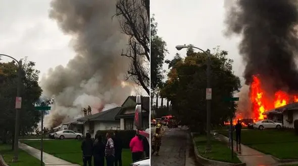 سقوط مرگبار و آتشین هواپیما در کالیفرنیا+عکس