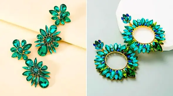 15 مدل جذاب گوشواره گل زمردی؛ استایل جسورانه و خاص