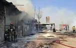 فیلم و عکس از انفجار بشکه‌های تینر در آزادگان / آتش گاراژ 1600 متری را بلعید