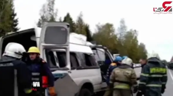 تصادف اتوبوس با خودروی ون با ۱۲ کشته +تصویر