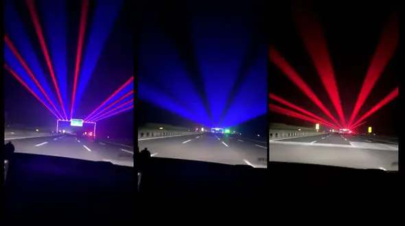 نمایش نور لیزری در بزرگراه های چین + فیلم