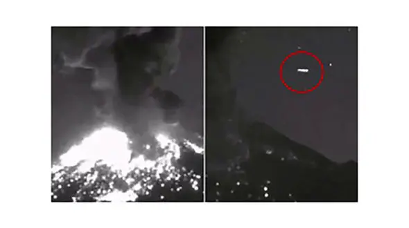 دیده شدن پرنده ناشناس مرموز بر فراز کوه آتشفشان ! + فیلم و عکس