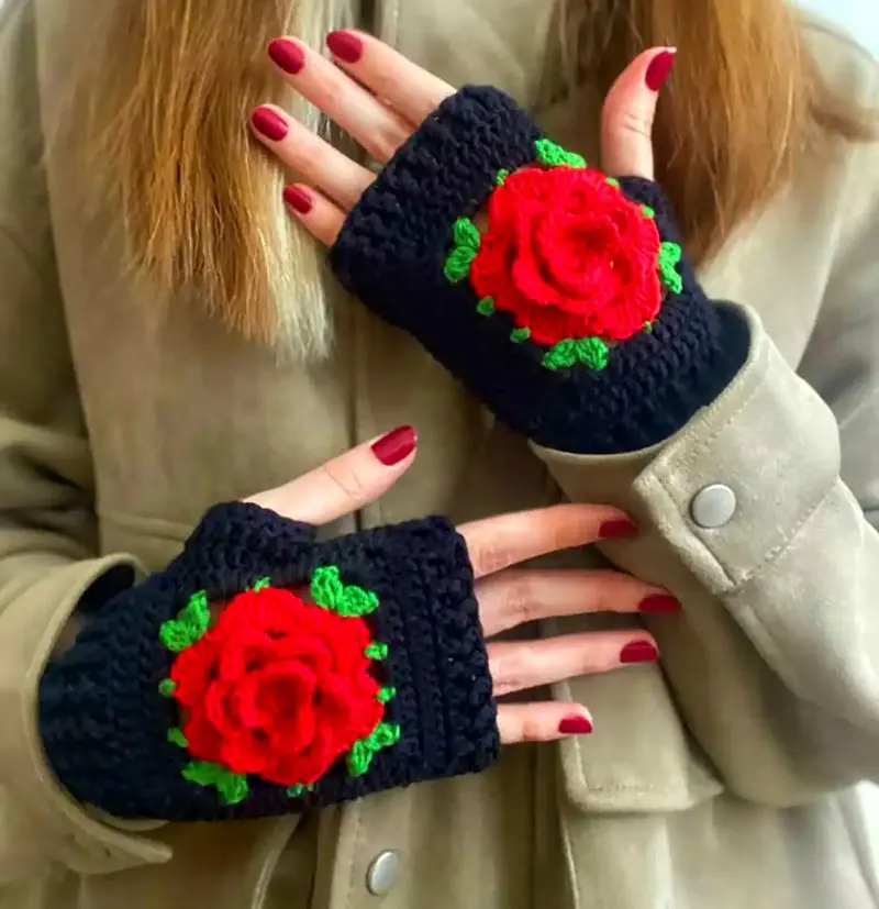 دستکش بافتنی بند انگشتی 