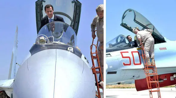 بشار اسد سوار بر هواپیمای نظامی + تصاویر