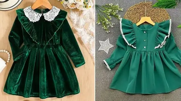مدل‌ های دوست‌ داشتنی پیراهن مخمل سبز بچگانه؛ 15 نمونه شیک و مناسب تولد