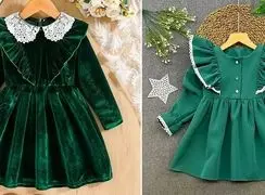 مدل‌ های دوست‌ داشتنی پیراهن مخمل سبز بچگانه؛ 15 نمونه شیک و مناسب تولد