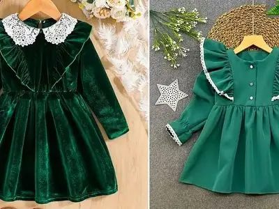 مدل‌ های دوست‌ داشتنی پیراهن مخمل سبز بچگانه؛ 15 نمونه شیک و مناسب تولد