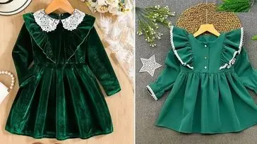 مدل‌ های دوست‌ داشتنی پیراهن مخمل سبز بچگانه؛ 15 نمونه شیک و مناسب تولد