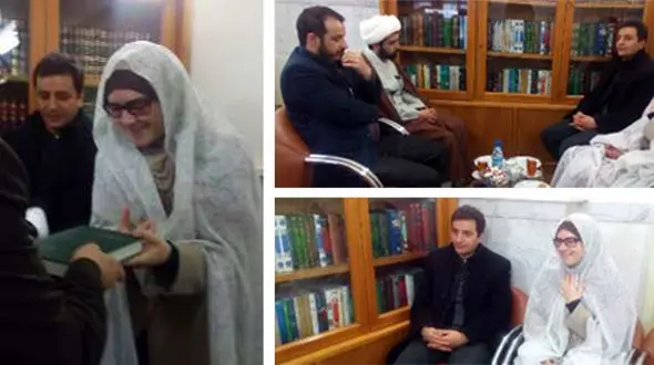 اقدام زیبای عروس ایتالیایی و داماد ایرانی در حرم امام رضا(ع)+عکس