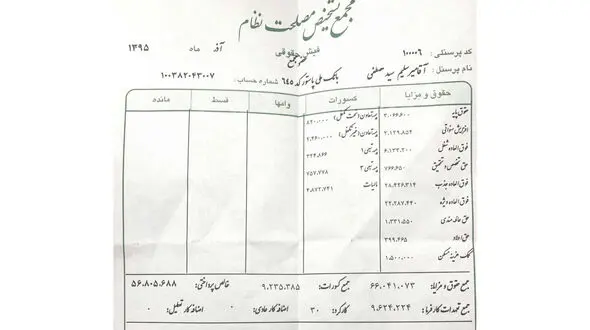 میرسلیم فیش حقوقی خود را منتشر کرد +تصویر