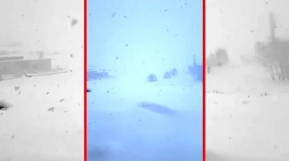 فیلم بارش برف در روستای بایزیدآباد در دیواندره